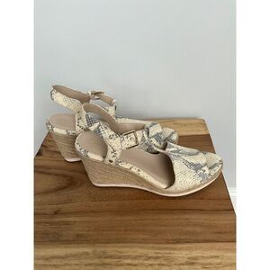 Cole Haan Cloudfeel Snake-Embossed Espadrille Wedge Sandals - Size 10
